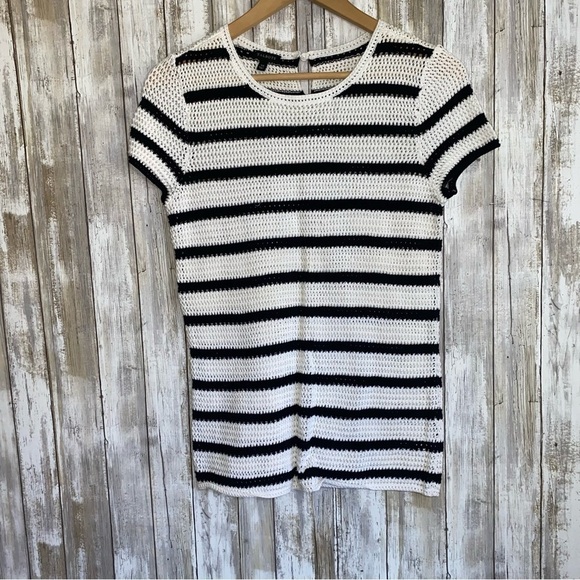 Talbots Crochet Stripe Crewneck Sweater - Picture 2 of 6